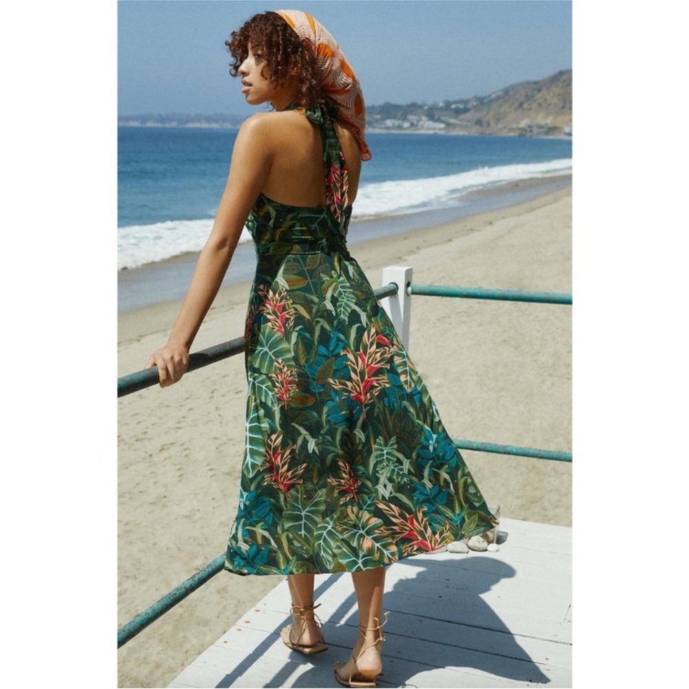 NWT Farm Rio Anthropologie Foliage Jungle Cutout Dress - Picture 2 of 12